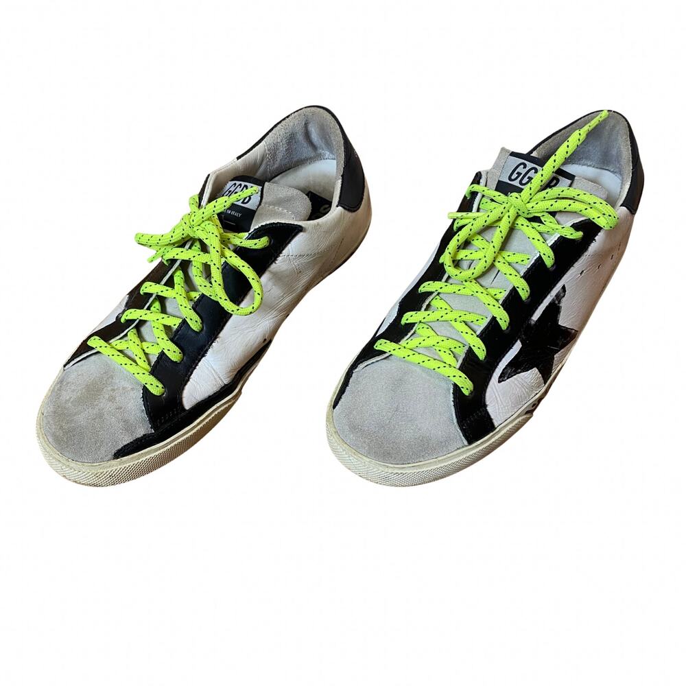 GOLDEN GOOSE Superstar Scribble White Leather Skateboard Sneaker Shoes Size US 8